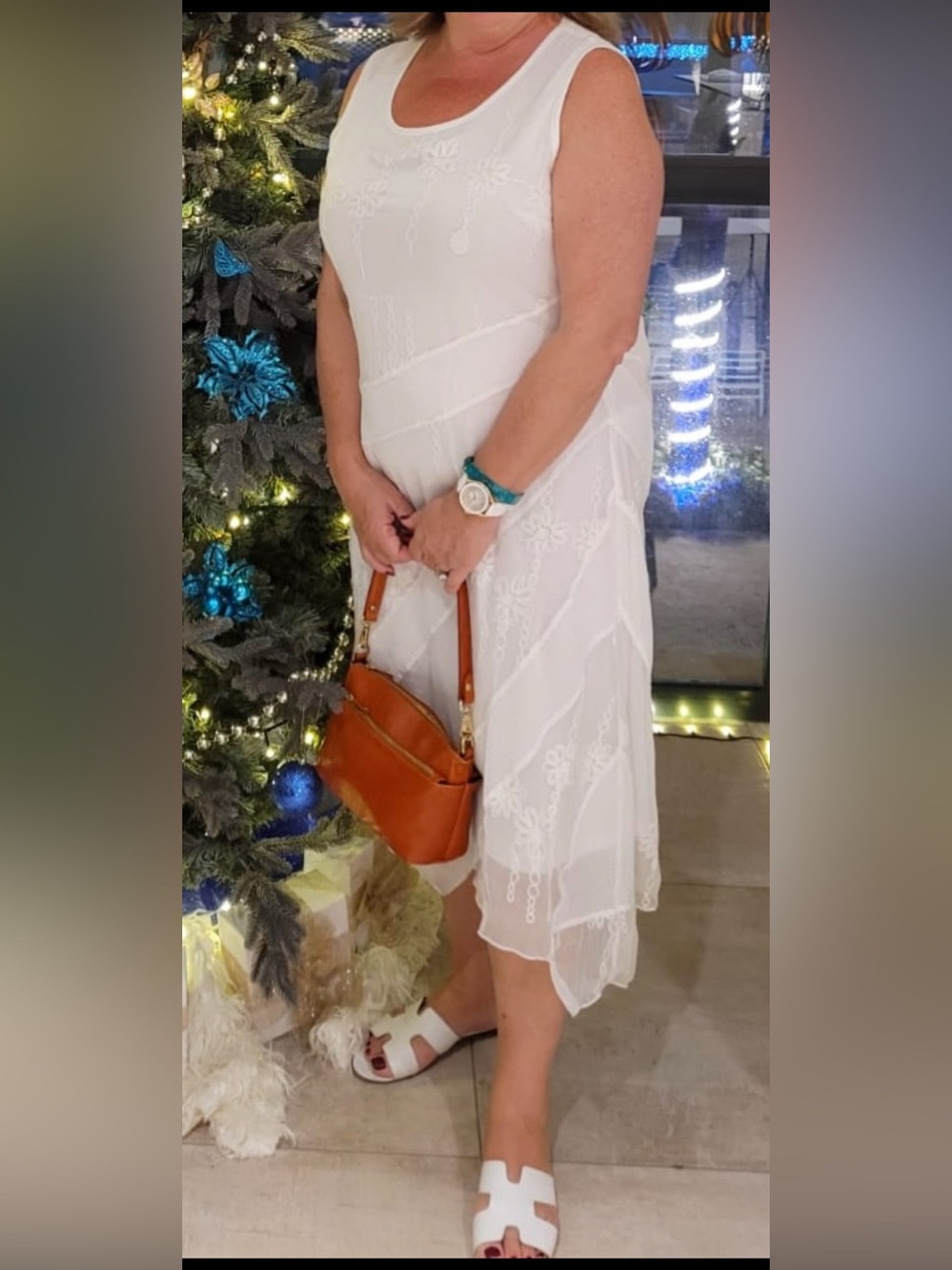 ANTHROPOLOGIE EMBROIDERED WHITE PARTY DRESS WEDDING MIDI